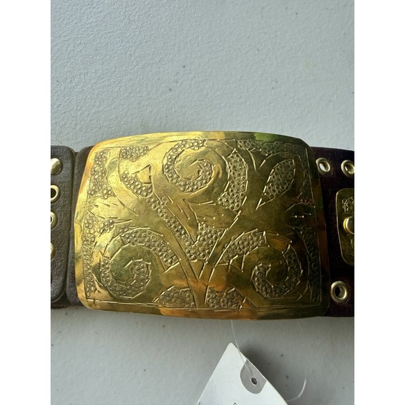 Anthropologie Z&L Leather Belt Large Brown Gold Brass Studded Statement NWT main image 11